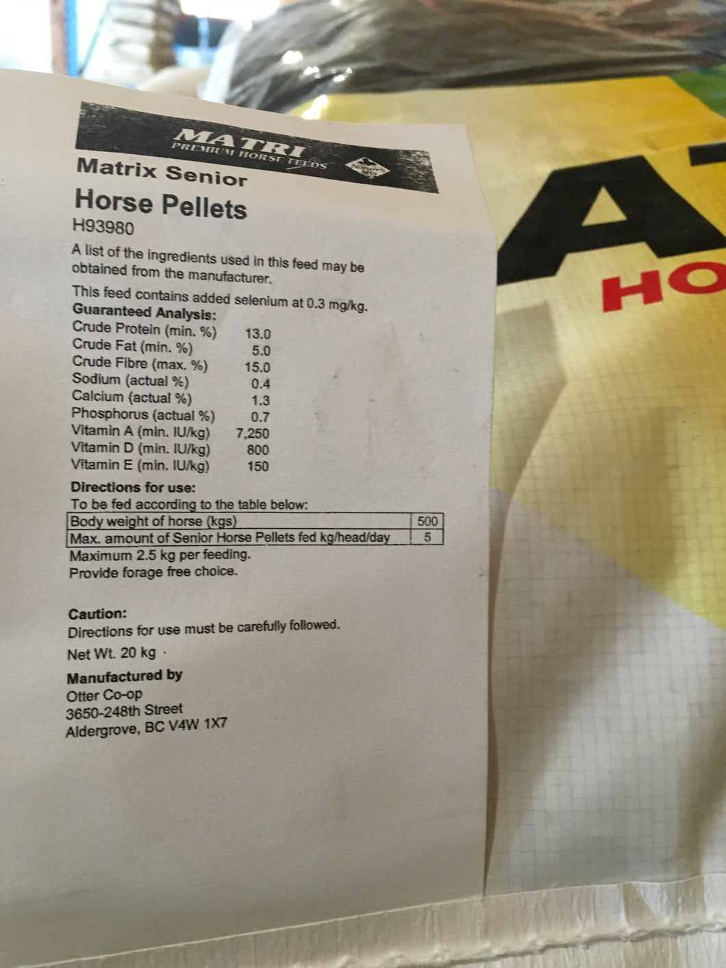 Matrix Senior Horse Pellets