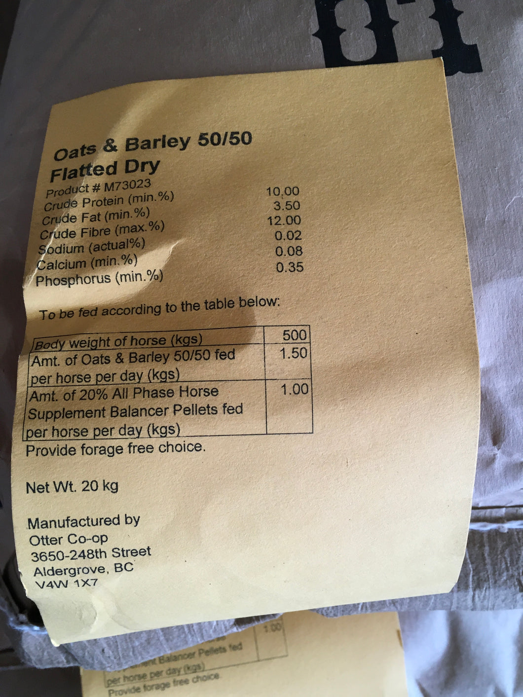 Oats,Barley 50/50 Flatted Dry