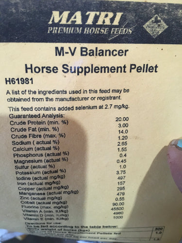 Matrix M-V Balancer Horse Supplement Pellets