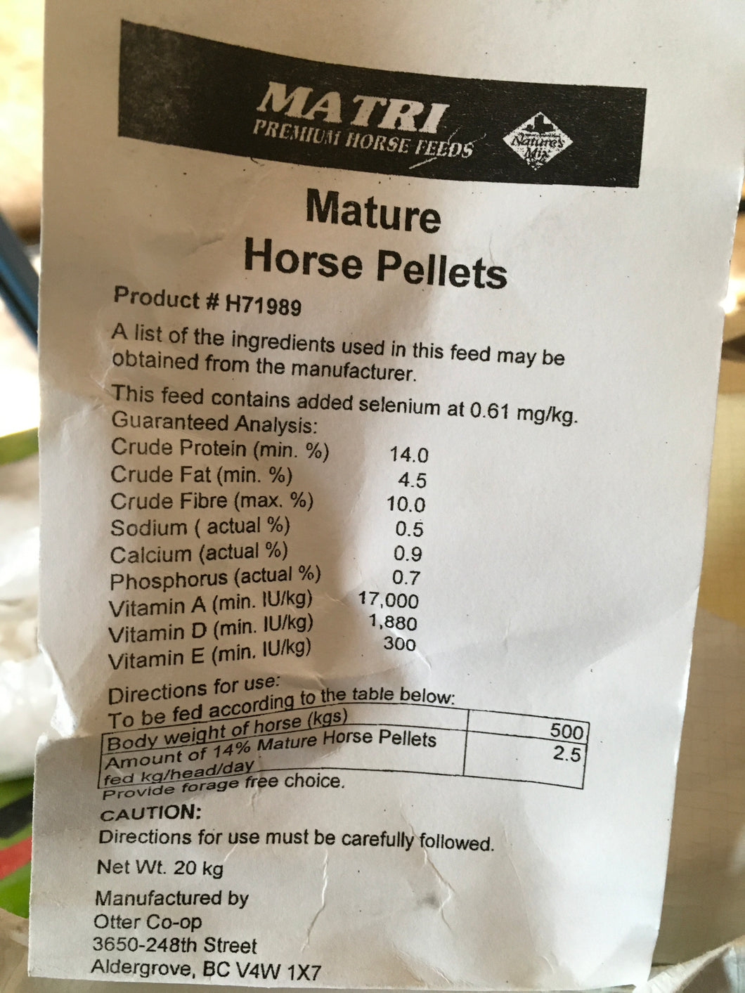 Matrix Mature Horse Pellets