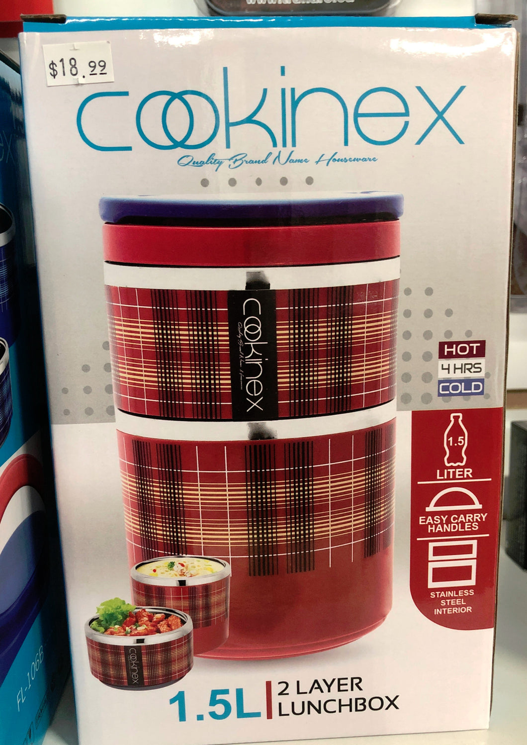 2-Layer Lunch Box Red Plaid